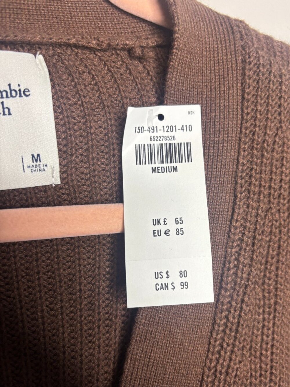 NWT Abercrombie Cardigan Brown 3-Button Knit Size M Women's Lightweight Spring - Picture 5 of 7